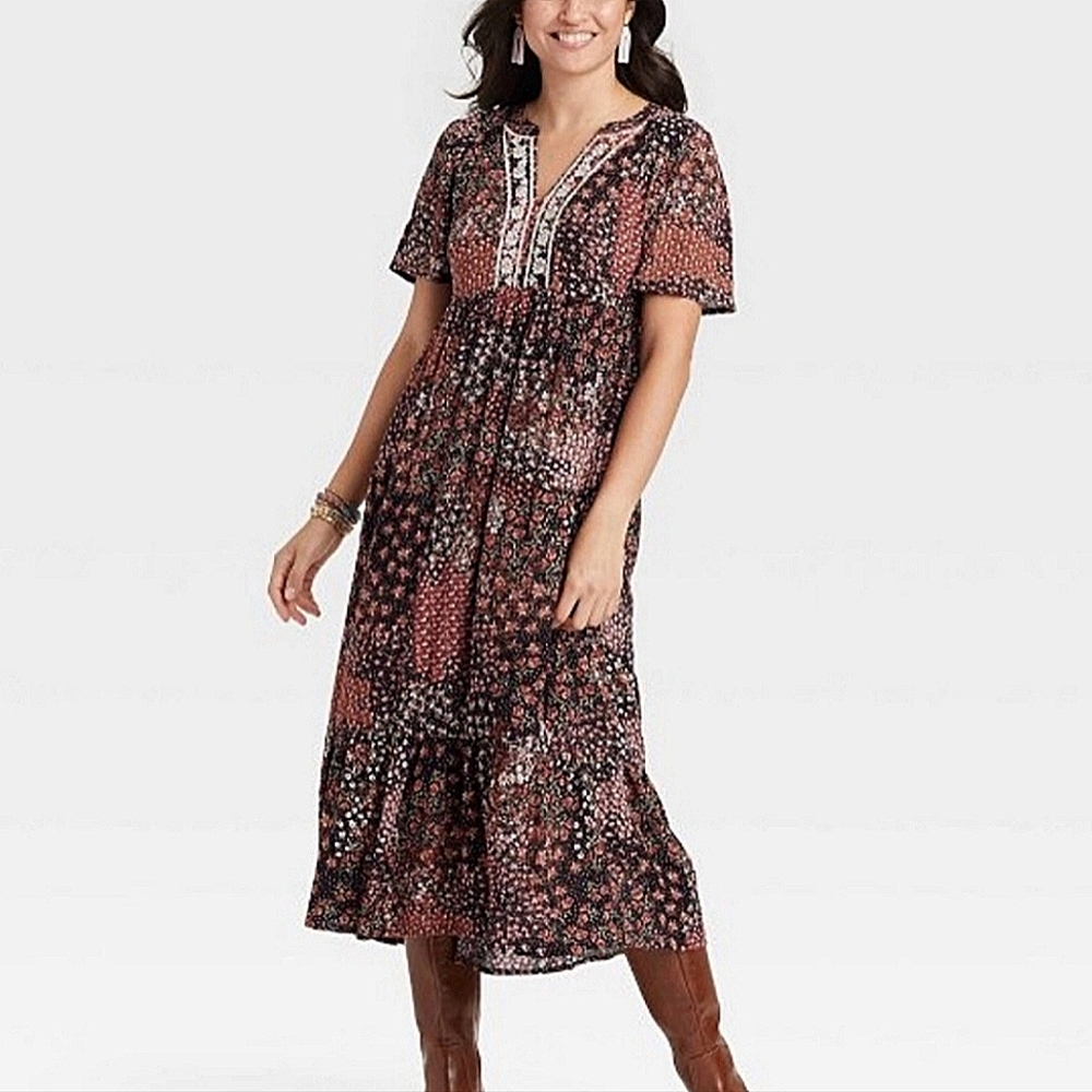 Knox Rose Red and Black Midi Dress